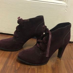 Via Spiga lace up purple suede booties